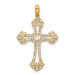 10K Polished CZ Fancy Cross Pendant