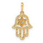 10K Polished CZ Evil Eye Hamsa Charm - Image 3
