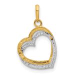 10K Two-tone Polished CZ Hearts Charm - Image 3