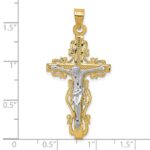 10k Two-tone Diamond-cut Crucifix Pendant - Image 3