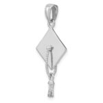10K White Gold 3-D Graduation Cap w/ Moveable Tassle Charm - Image 5