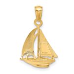 10k Polished Open-Backed Sailboat Pendant - Image 4