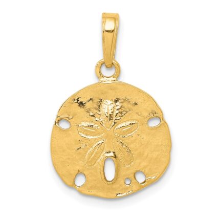 10K Polished Sand Dollar Pendant