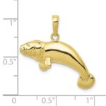 10K Solid Polished Manatee Pendant - Image 4