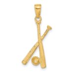 10K Polished Open-Backed Bats and Baseball Pendant - Image 4