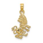 10K 3-D Leo Zodiac Pendant