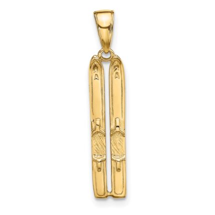 10k 3-D Snow Skis Pendant