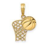 10K Basketball Hoop And Ball Pendant