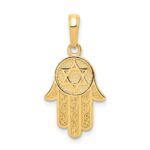 10K Hamsa W/Star Of David Pendant