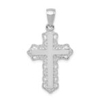 10k White Gold Lace Trim Cross Pendant
