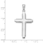 10K White Gold Solid Cross Pendant - Image 2