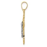 10K Two-tone Small Lacey-edged INRI Crucifix Pendant - Image 2