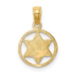10K Star of David in Circle Frame Pendant - Image 4