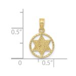 10K Star of David in Circle Frame Pendant - Image 3
