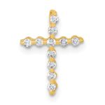 10k Polished CZ Latin Cross Chain Slide Pendant