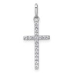 10k White Gold Polished CZ Latin Cross Pendant