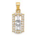 10K w/ Rhodium CZ I LOVE YOU Charm