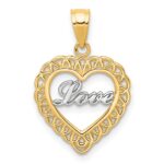 10K w/ Rhodium LOVE Heart Charm
