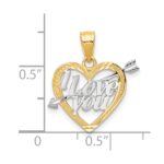 10K w/ Rhodium I LOVE YOU Heart Charm - Image 3