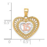 10K Two-tone w/White Rhodium 15 Heart Pendant - Image 3