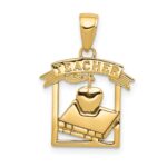 10k Polished Flat-Backed Teacher Frame Pendant