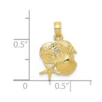 10k Solid Polished Mini Shell Cluster Pendant - Image 3