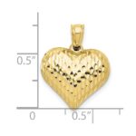 10K Polished & Textured 3-D Heart Pendant - Image 3