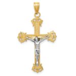 10K Two-tone Diamond-cut Crucifix Pendant