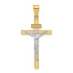 10K Two-tone INRI Crucifix Pendant