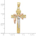 10K Tri-color Large Draped INRI Crucifix Pendant - Image 3