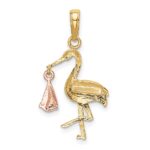 10k Two-tone Stork w/Dangling Baby Charm - Image 3