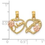 10K Two-Tone MOM - DAUGHTER Break-apart Hearts Pendant - Image 3