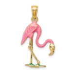 10k Enameled 3-D Pink Flamingo Pendant - Image 4