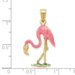 10k Enameled 3-D Pink Flamingo Pendant - Image 3