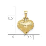 10K Polished & Satin D/C 3-D Puffed Heart Pendant - Image 3