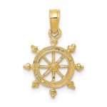 10K Ship Wheel Pendant