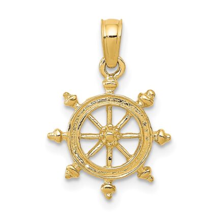 10K Ship Wheel Pendant