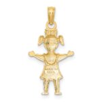 10k Solid Polished Girl with Pig-Tails Charm - Image 4
