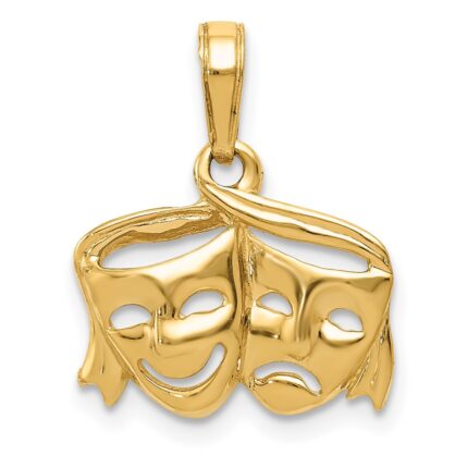 10k Polished Open-Backed Comedy/Tragedy Pendant