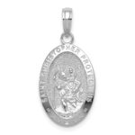 10k White Gold Saint Christopher Medal Pendant