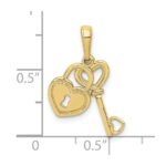 10K Polished Heart Key and Heart Lock Charm - Image 3