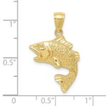10k Gold Polished & Textured Bass Pendant - Image 3