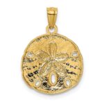 10k Gold Polished Large Sand Dollar Pendant - Image 4