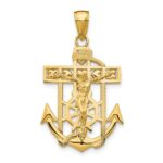 10K Gold Polished & Textured Mini Mariners Crucifix Pendant