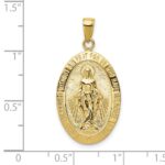10K Gold Satin and Polished Finish Miraculous Medal Pendant - Image 3