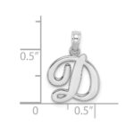 10K White Gold Polished D Script Initial Charm - Image 3