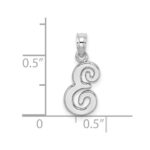 10K White Gold Polished E Script Initial Charm - Image 3