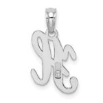 10K White Gold Polished H Script Initial Charm - Image 4
