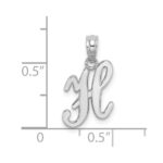 10K White Gold Polished H Script Initial Charm - Image 3