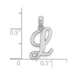 10K White Gold Polished L Script Initial Charm - Image 3